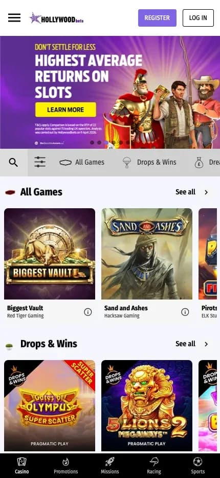 Hollywoodbets mobile preview