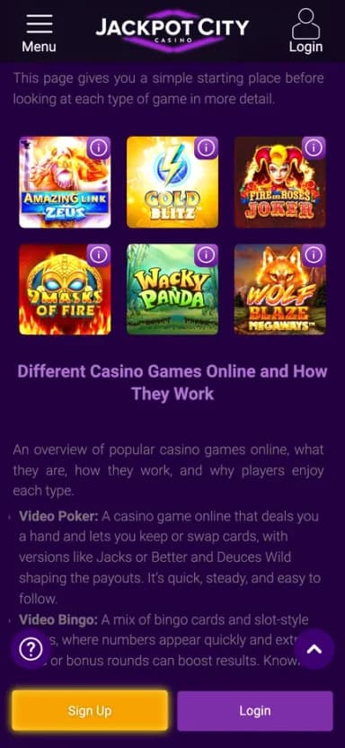 Jackpot City mobile site