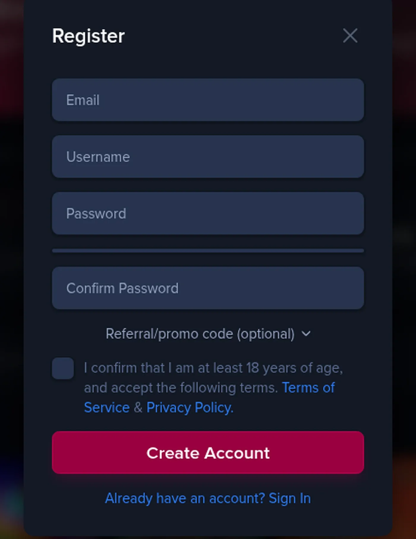 Jacks Club registration form
