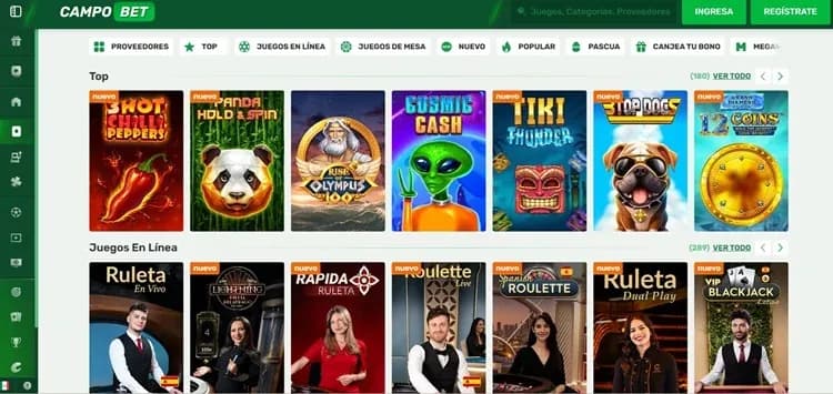 Catálogo de CAMPO BET con juegos Top y Juegos En Línea