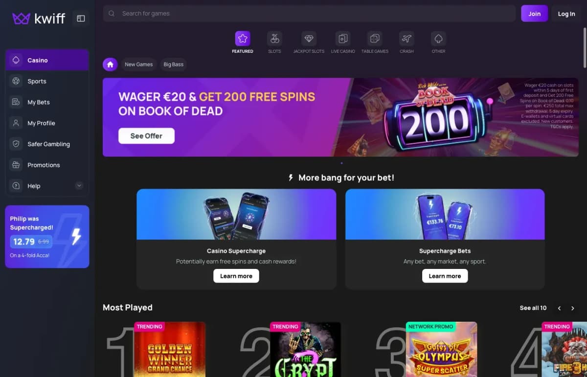 Kwiff desktop site