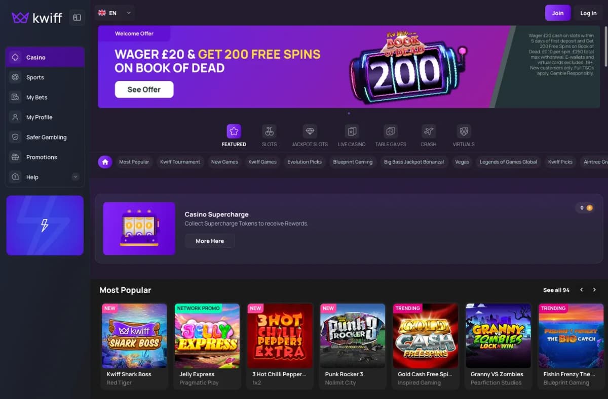 Kwiff desktop site