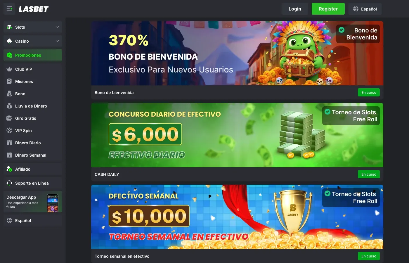 Promociones actuales de Lasbet México