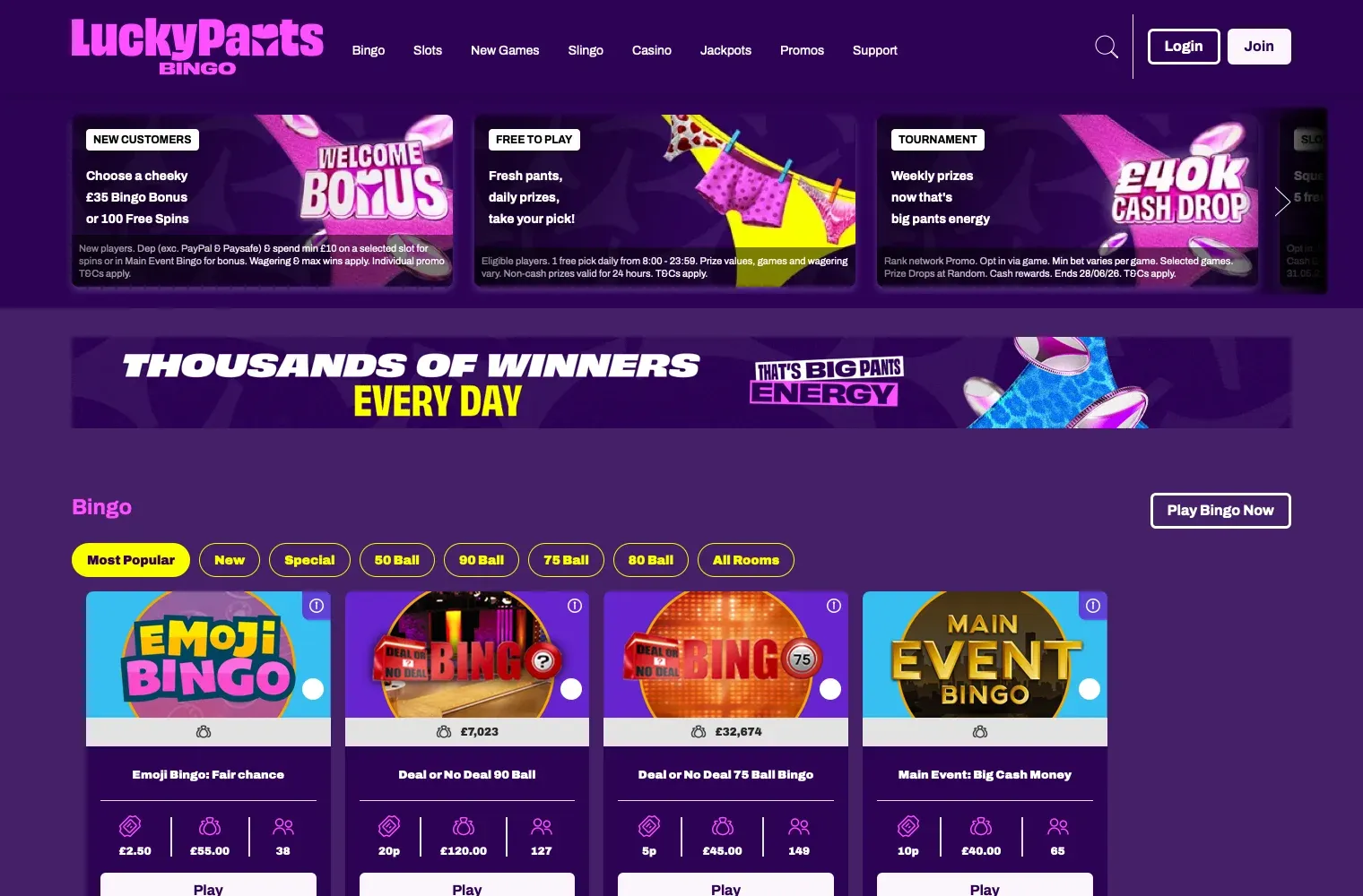 Lucky Pants Bingo desktop