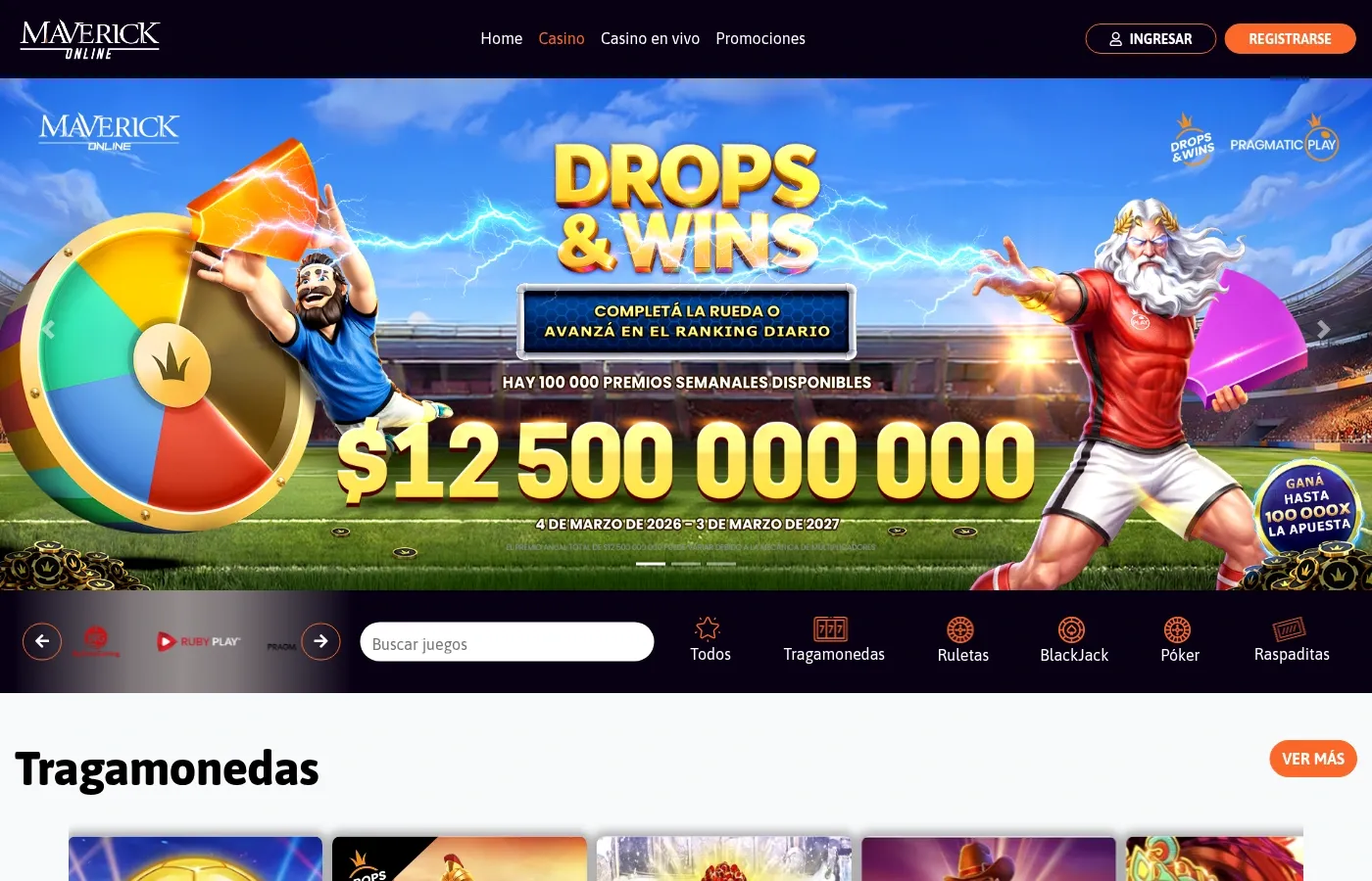 Lobby de tragamonedas de Maverick Online en Neuquén