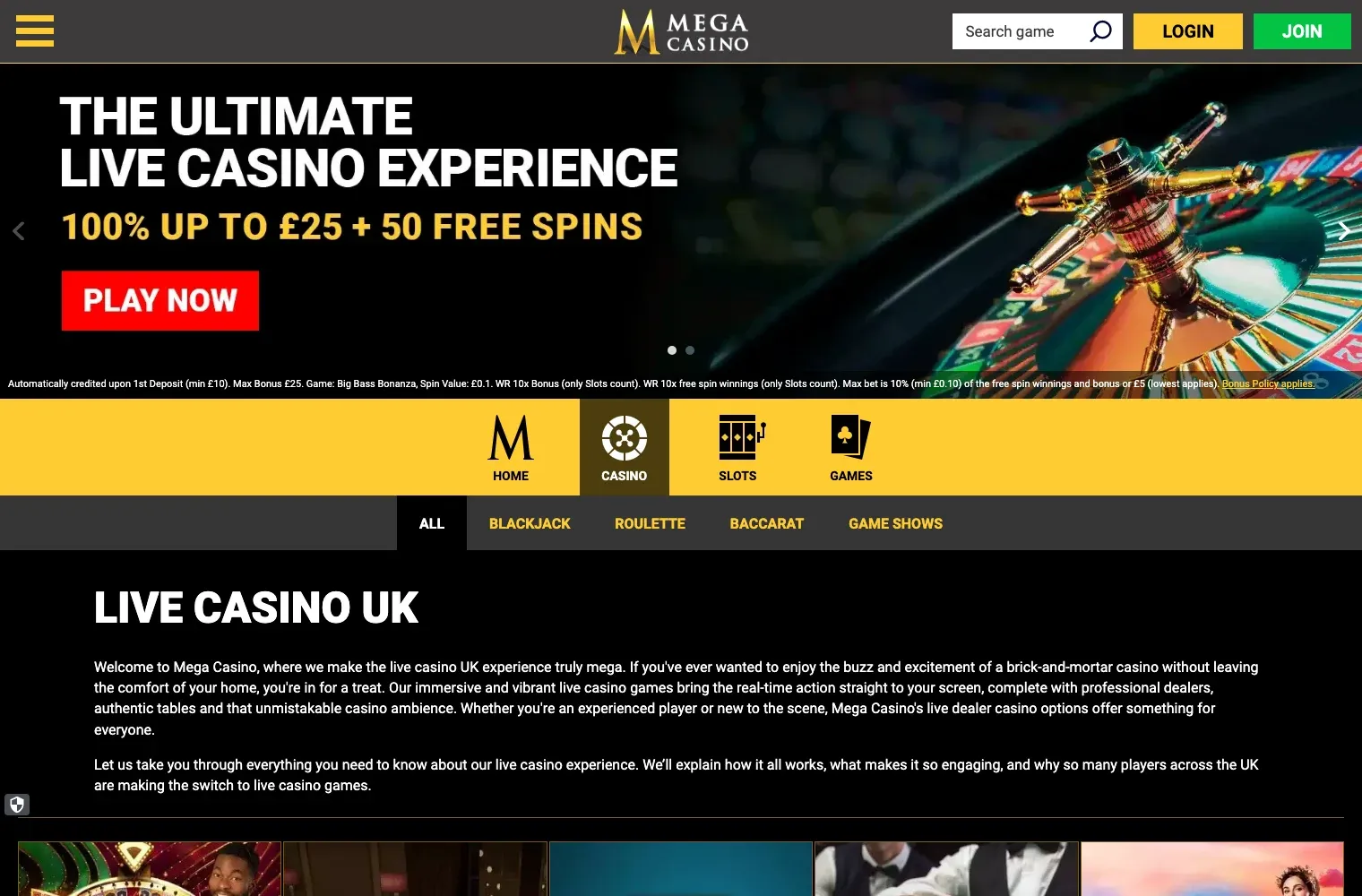 Mega Casino desktop