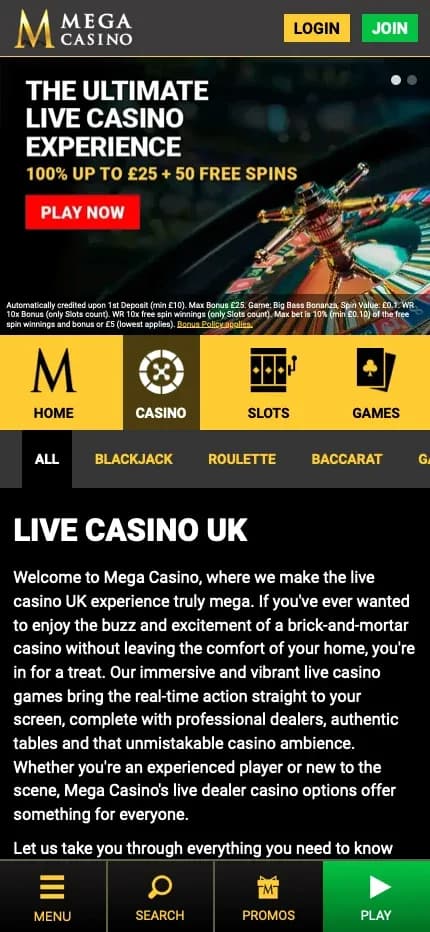 Mega Casino mobile preview
