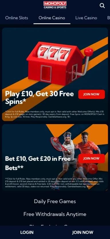 Monopoly Casino mobile site