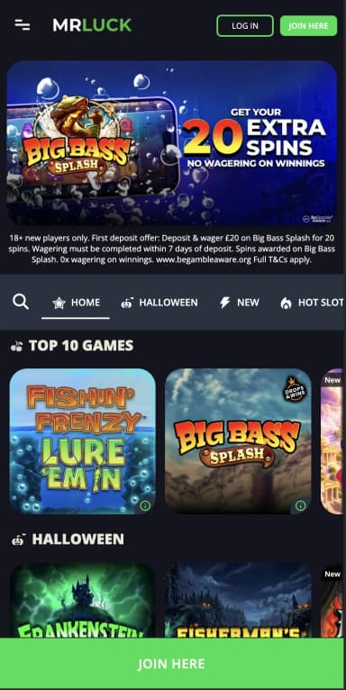 Mr Luck mobile site