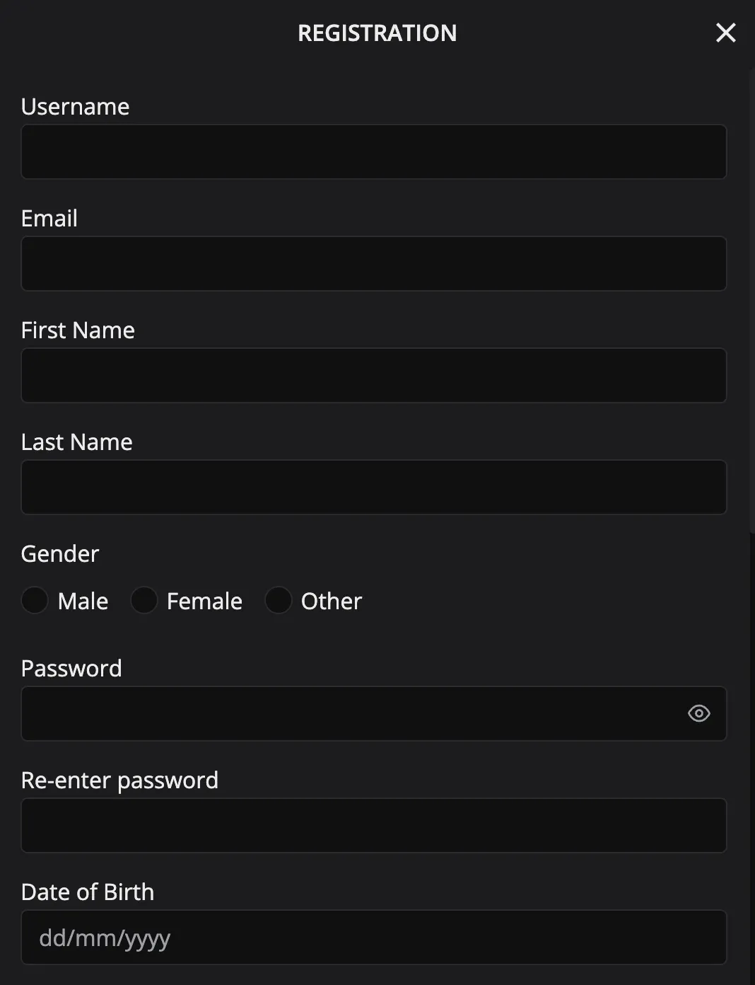 Mr Luck registration form requesting account and identity details