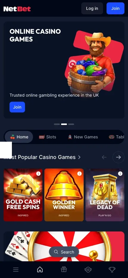 NetBet mobile preview