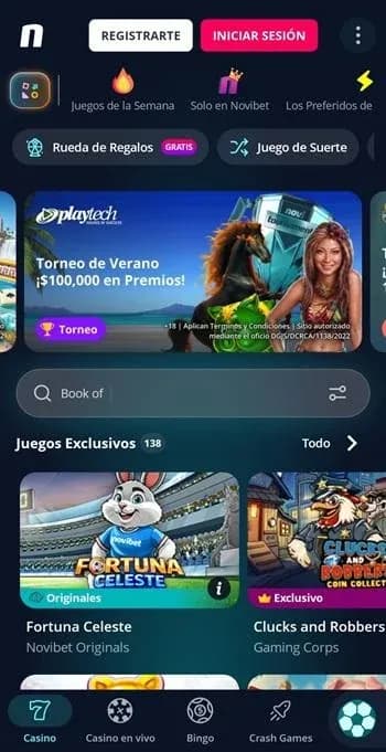 Aplicación de casino de Novibet en Android