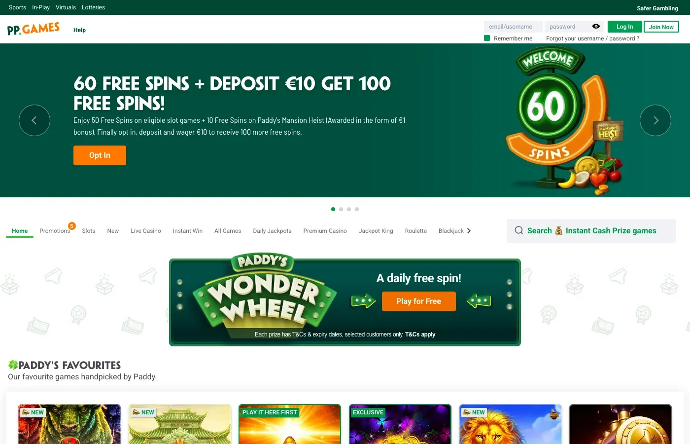 Paddy Power desktop