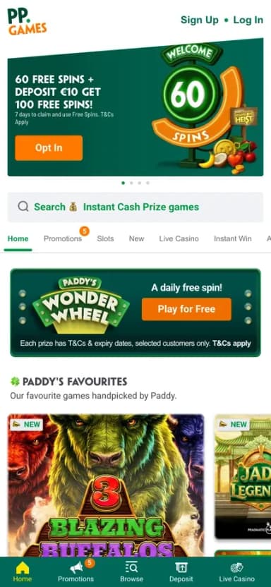 Paddy Power mobile site