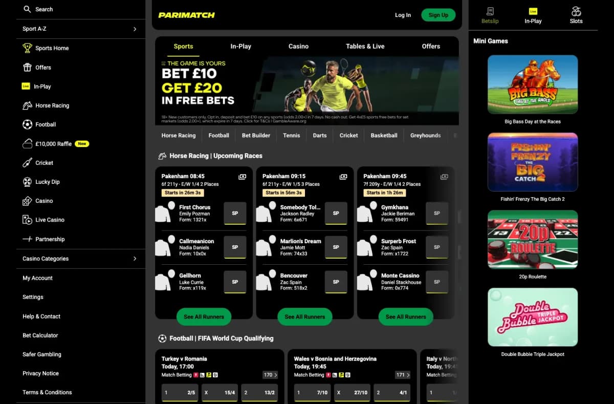 Parimatch desktop site