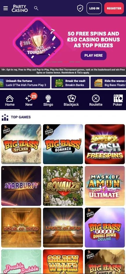 Party Casino mobile preview