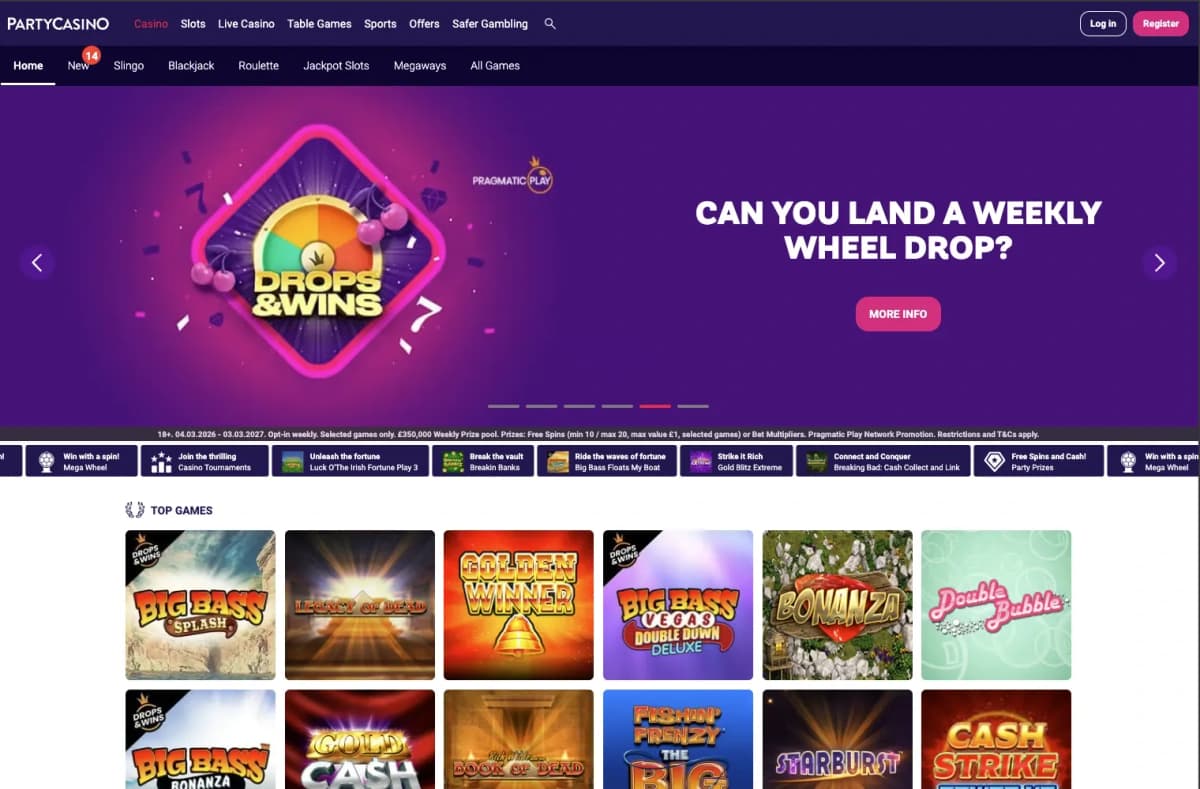 Party Casino desktop site