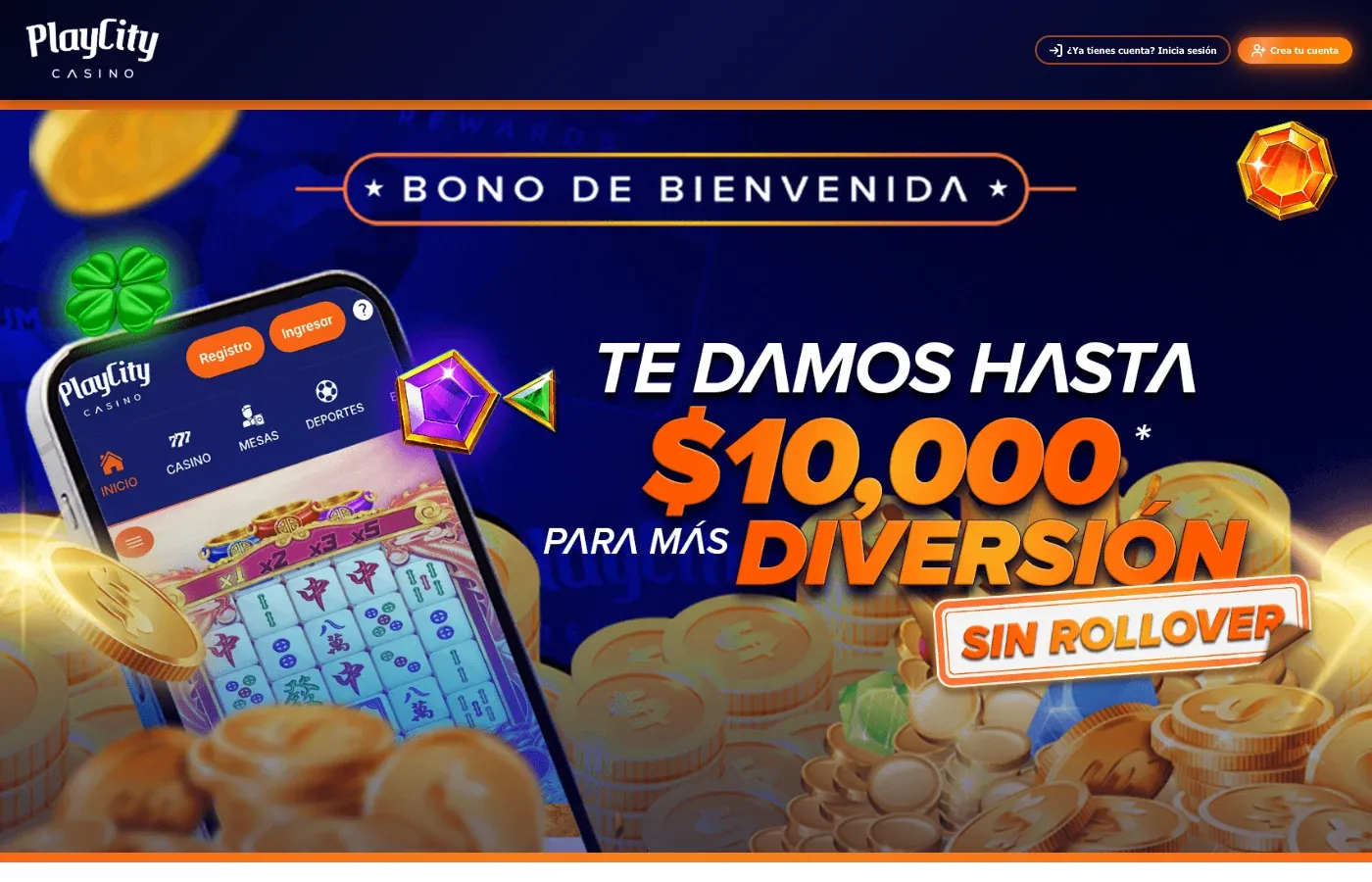 FreePlay de bienvenida de PlayCity México de hasta $10,000 MXN