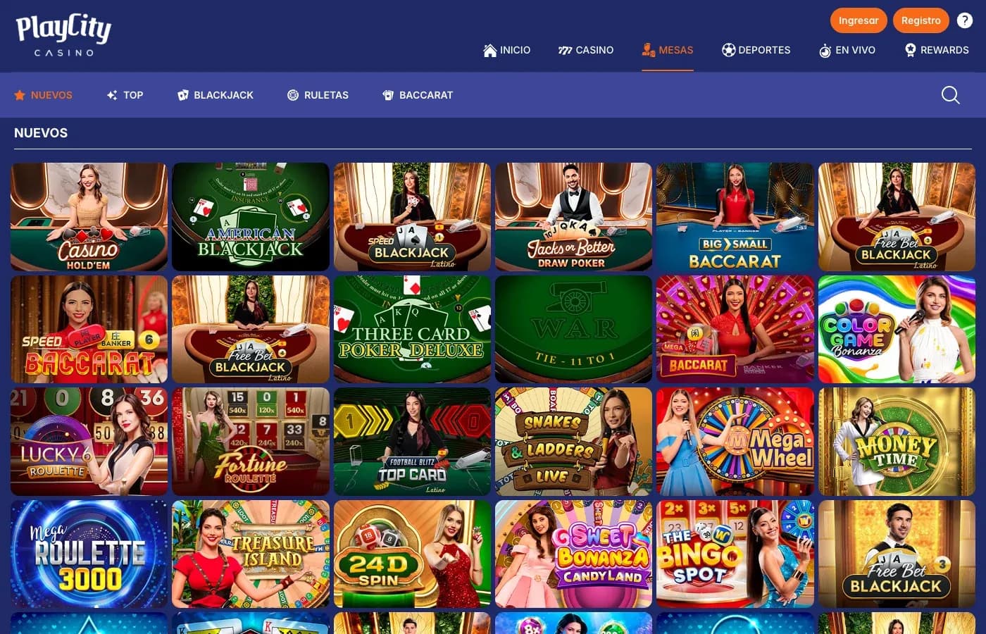 Mesas y casino en vivo de PlayCity México