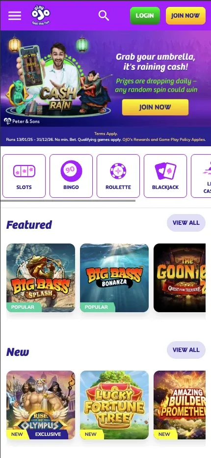 PlayOjo mobile preview