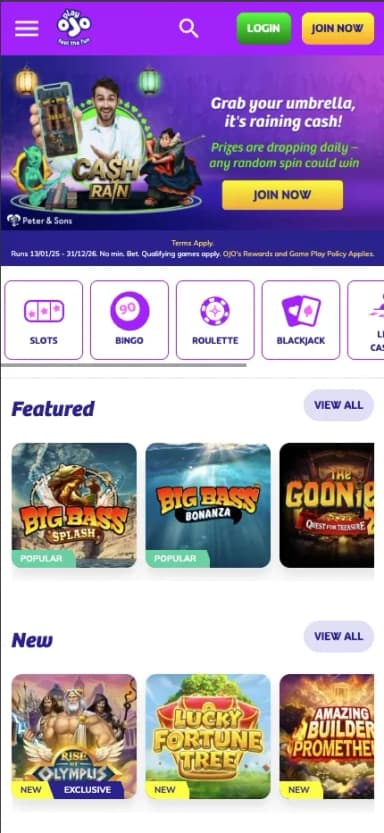 PlayOjo mobile site