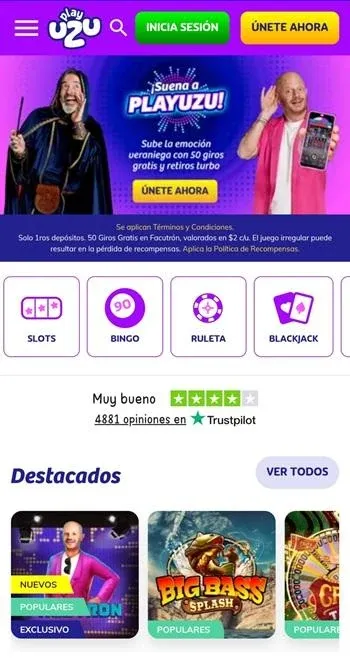 Aplicación de casino de PlayUZU en Android