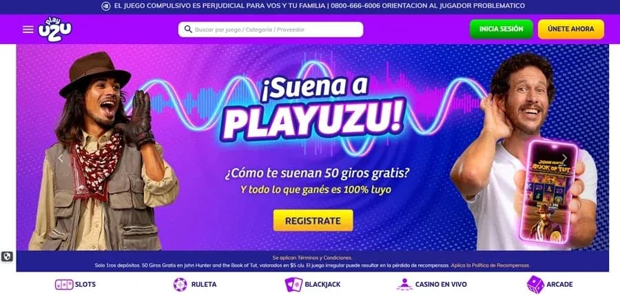 Oferta de 50 giros gratis de bienvenida en PlayUZU Argentina