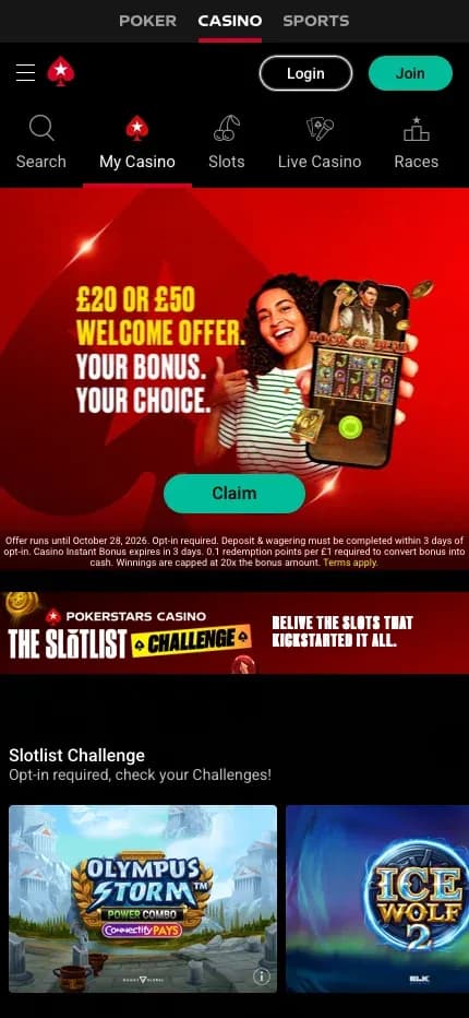 PokerStars UK mobile preview