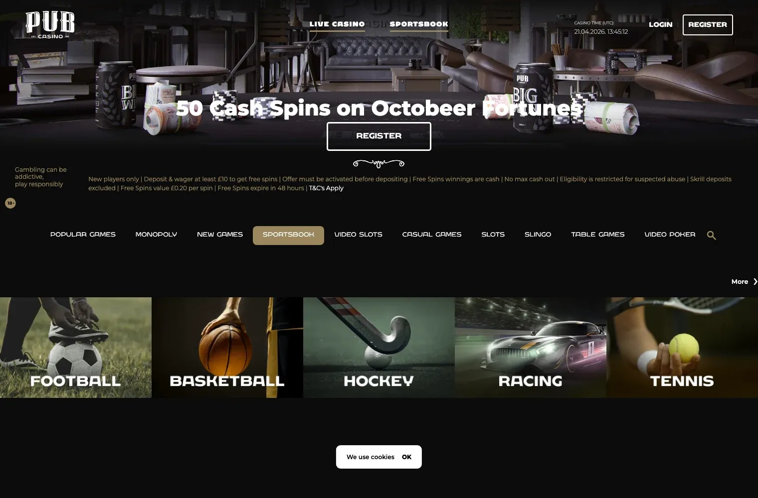 pubcasino uk desktop