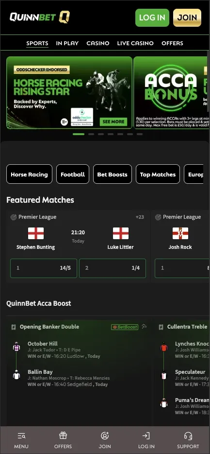 QuinnBet mobile preview