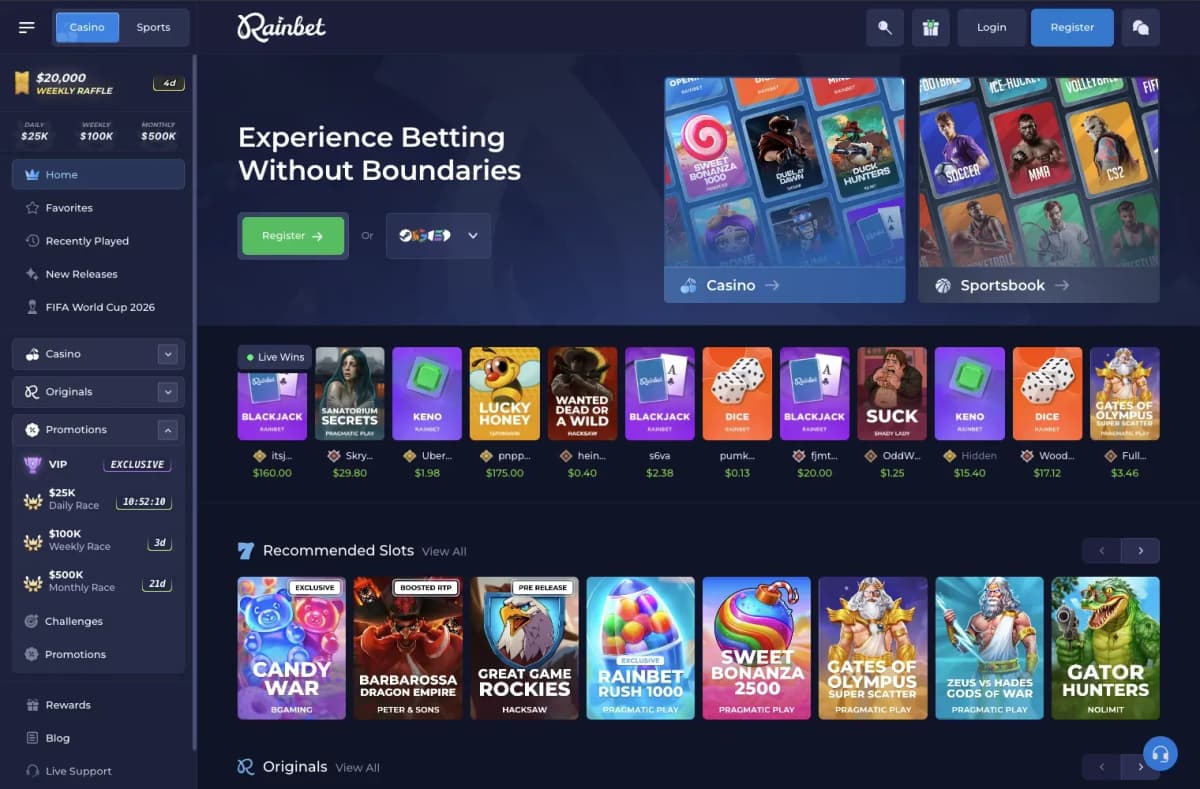 Rainbet desktop site