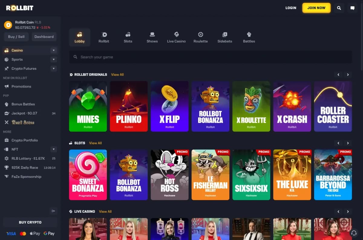 Rollbit desktop site