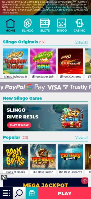 Slingo mobile site
