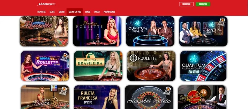 Ruletas en vivo disponibles en Sportiumbet México