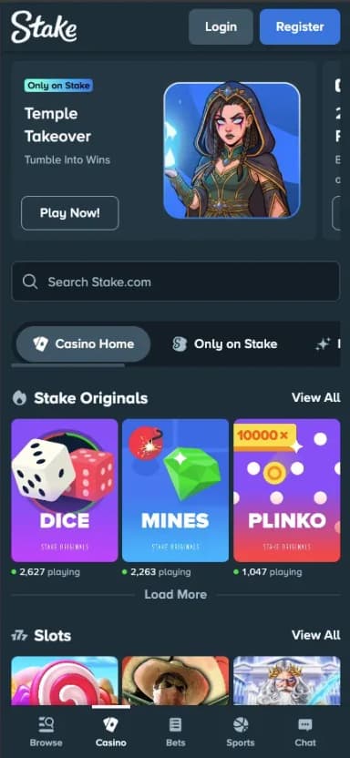 Stake mobile site
