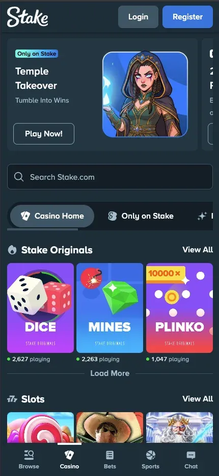 Stake mobile preview
