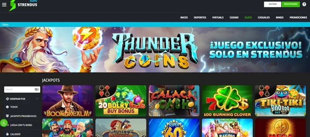 Categoría de jackpots en Strendus México