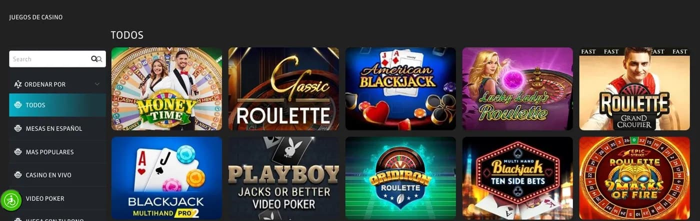 Catálogo de juegos de casino de Strendus México