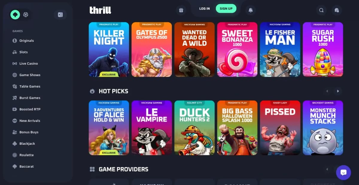 Thrill desktop site