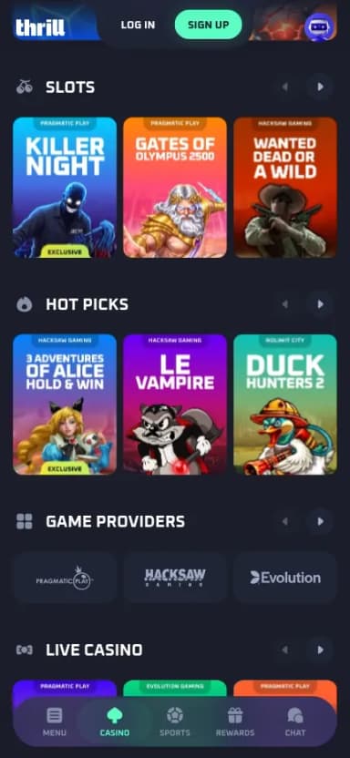 Thrill mobile site