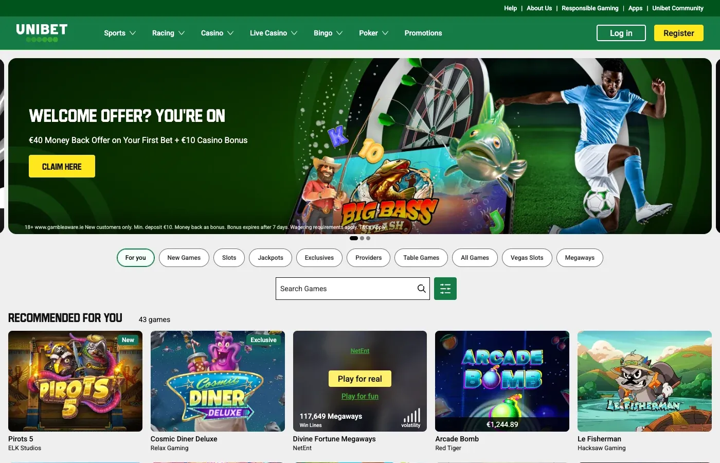 Unibet desktop