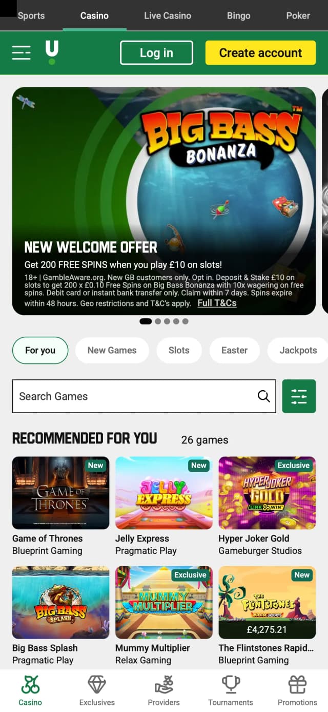 Unibet mobile preview