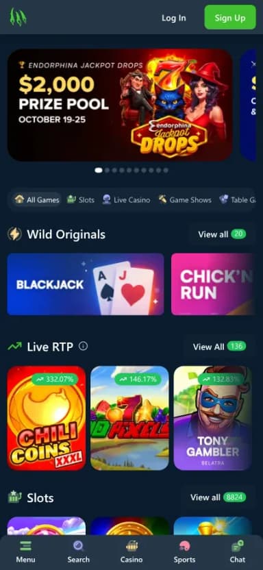 Wild.io mobile site