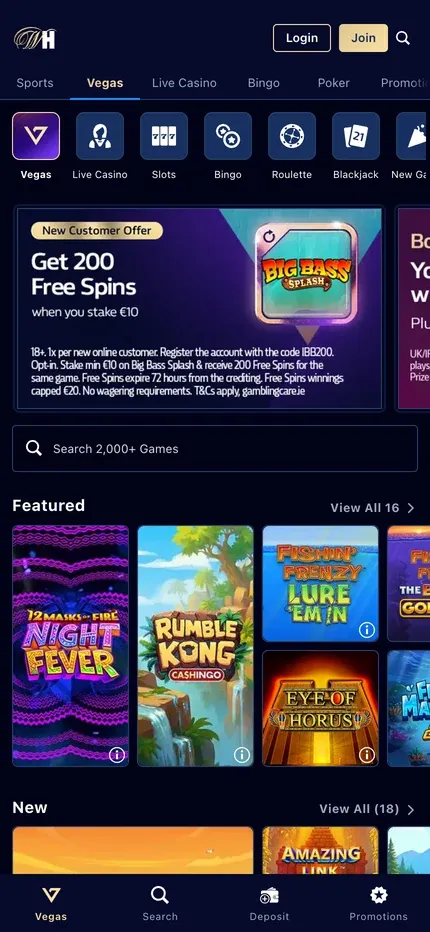 William Hill mobile preview