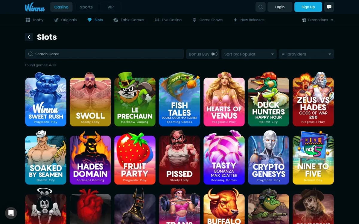 Winna desktop site