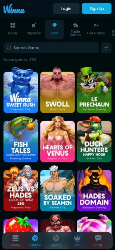 Winna mobile site