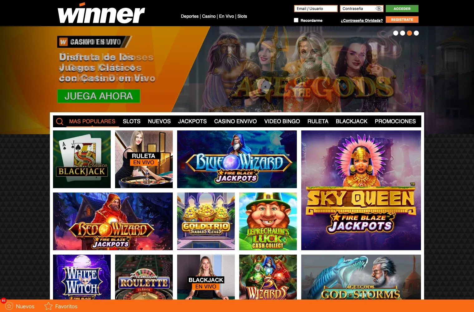 Winner Casino desktop