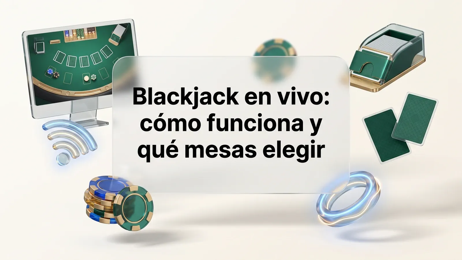 Mesa de blackjack en vivo mostrada en una pantalla con cartas y fichas