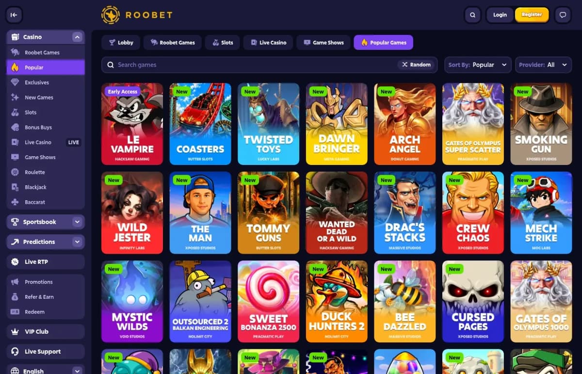 Roobet desktop site