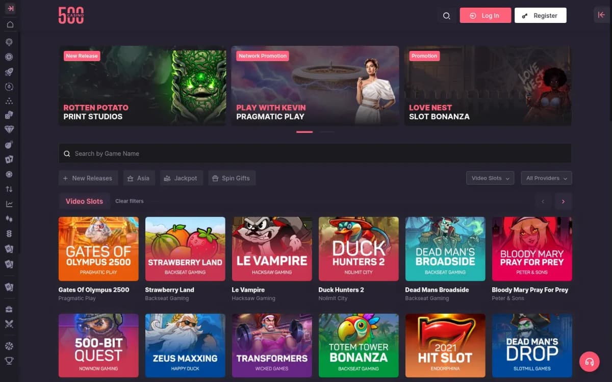 500 Casino desktop site